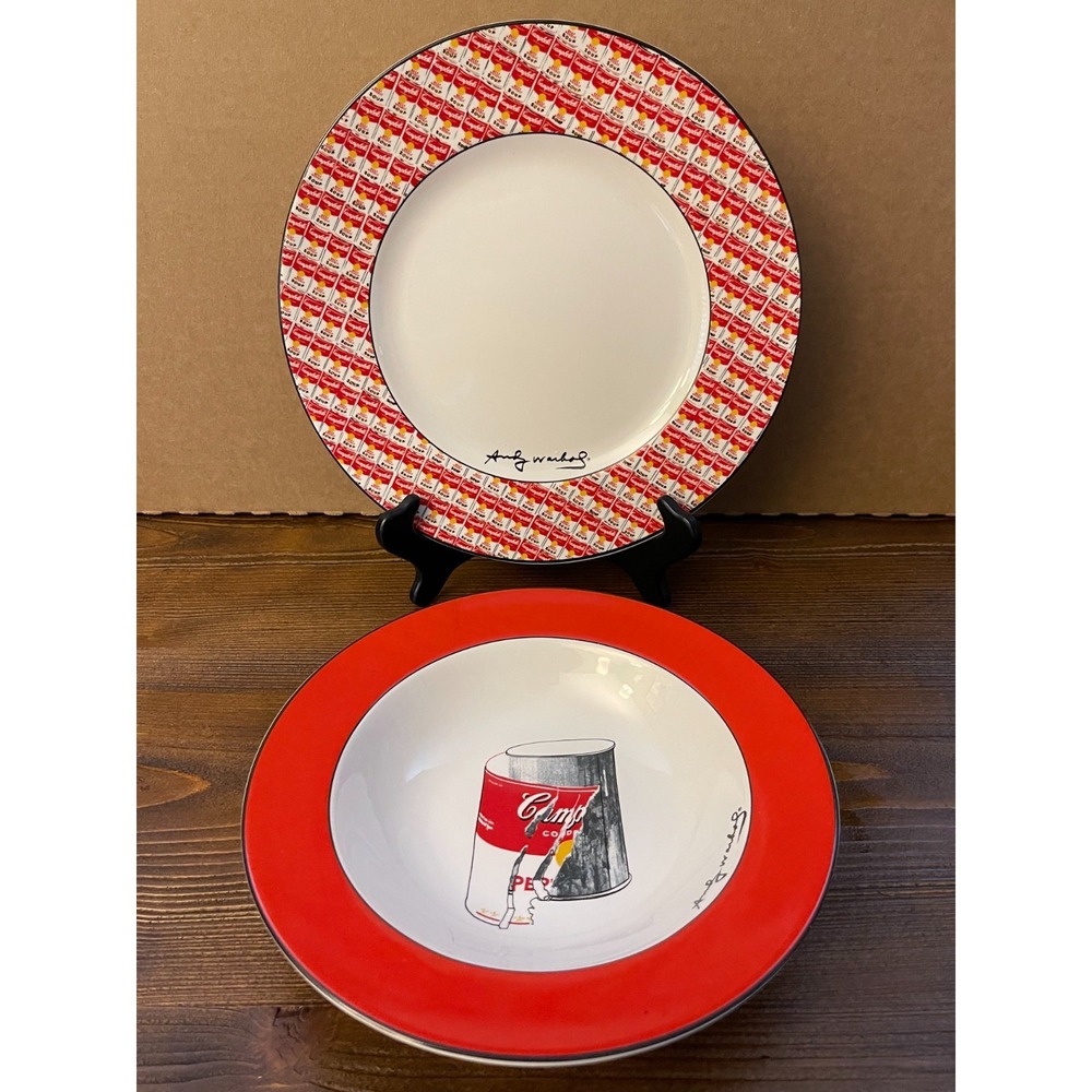 Vintage Andy Warhol BLOCK Campbell's Soup Pop Art Plates & Bowls 8 Piece Set